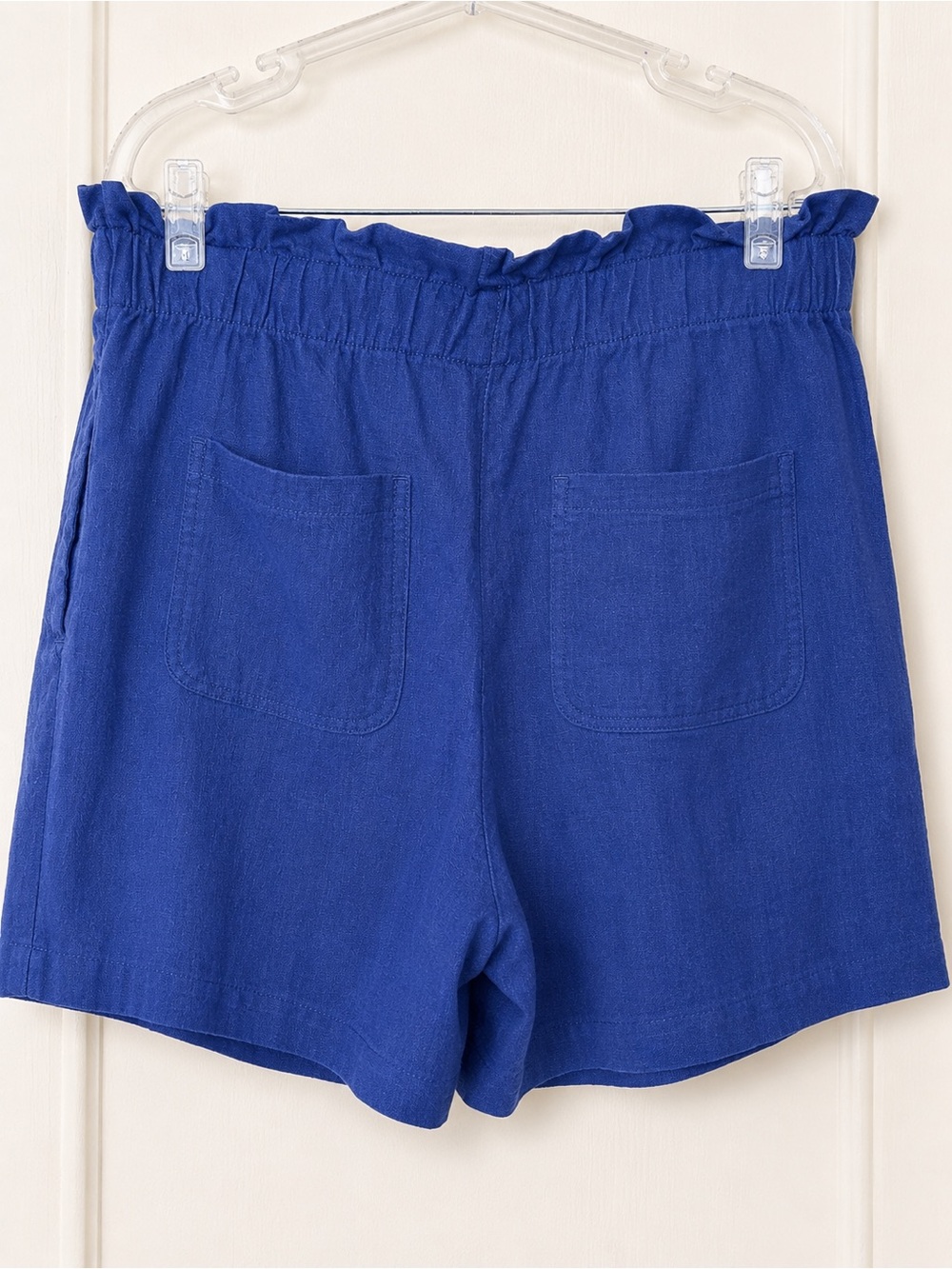 St. John’s Bay Linen Blend Shorts Size M Elastic Waist Blue Summer Casual - Picture 4 of 5